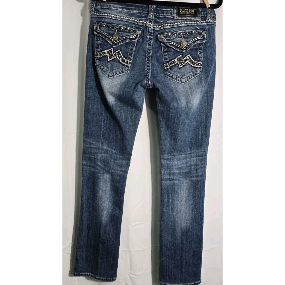 Miss Me Jeans‎ Mid Rise Easy Boot Size 28 Embellished Flap Pockets See Desc